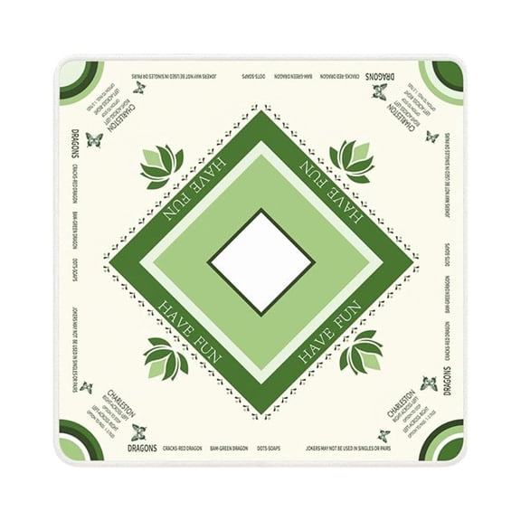Mahjong Mat with Lotus & Butterfly Pattern, Anti-Slip Noise Reduction Rubber Gaming Mat, 31.5 x 31.5 Inch Magenta Foldable Table Cover for Mahjong Poker Board Games,4#