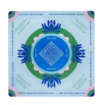 Mahjong Mat, Mahjong Mat For Table, Essential Mahjong Accessories, For American Mahjong Game Nights, Turquoise Butterfly and Lotus Design, 1 Pack