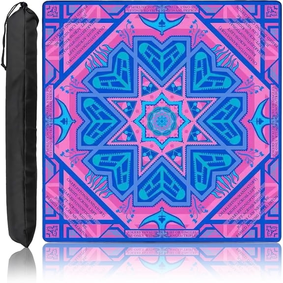 Mahjong Mat,Mandala Vibrant Color Design 31.5×31.5 Inch American Mahjong Mat,Non-Slip Noise Reduction Gaming Mat for Game Night and Mahjong Gift