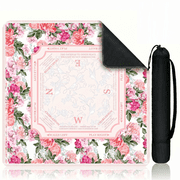 Mahjong Mat Noise Reducing Non-Slip Neoprene with Travel Storage Bag Pink 32.4x32.4in