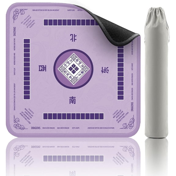 Mahjong Mat, Noise Reduction Non-Slip Mahjong Mat for Table, 32.4 * 32.4 Inch Mahjong Table Mat for Poker, Board Games Table Mat, Card Games, Tile Games, Dominoes(Purple)
