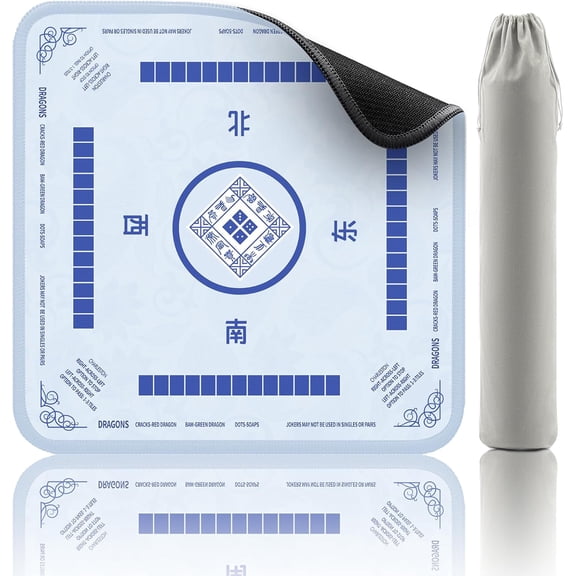 Mahjong Mat, Noise Reduction Non-Slip Mahjong Mat for Table, 32.4 * 32.4 Inch Mahjong Table Mat for Poker, Board Games Table Mat, Card Games, Tile Games, Dominoes(Sky Blue)