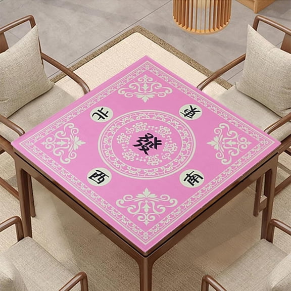 Mahjong Mat, Non-Slip Noise Reducing Game Mat, 31.5 Inch Mahjong Table Mat,Mahjong Mat with Cloth Bag and Carton Storage,Suitable for Mahjong, Dominoes, Solitaire (Pink, 31.5 * 31.5Inch)