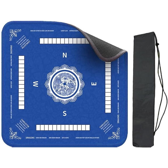 Mahjong Mat - Non-Slip Noise Reduction Gaming Mat 31.5x31.5 Inch,Rubber American Mahjong Mat with Rules, Non Slip Noise Reduction Game Table Cover with Bag for Mahjong, Poker, Board, Card, Tile Games