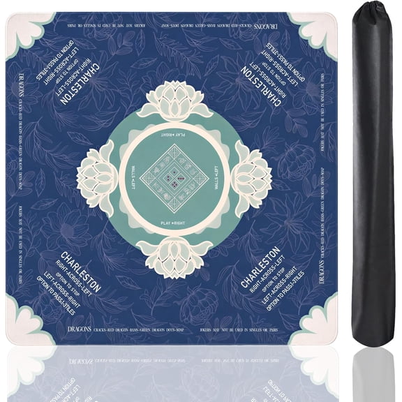 Mahjong Mat with Rules for Table, Noise Reduction & Anti-Slip Mahjong Mat (31.5" x 31.5") for Playing American Mahjong, Poker, Cards, Board Games & Dominoes