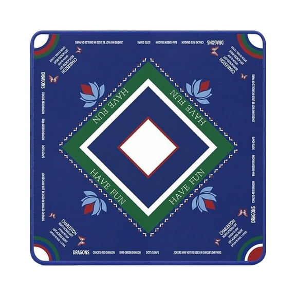 Mahjong Mat for Table 31.5"x31.5" Rubber American Mahjong Mat with Rules, Non Slip Noise Reduction Game Table Cover with Dice and Bag for Mahjong, Poker, Board, Card, Tile Games