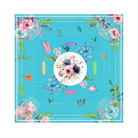 Mahjong Mat for Table 31.5"x31.5" Rubber American Mahjong Mat with Rules, Non Slip Noise Reduction Game Table Cover with Dice and Bag for Mahjong, Poker, Board, Card, Tile Games