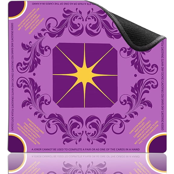 Mahjong Mat for Table 32x32in Natural Rubber 3mm Thickened Non-Slip Gaming Mat-Lock-Stitched Edges Noise Reduction Table Cover for Mahjong,Poker,Board Games&Family Gatherings (Purple)