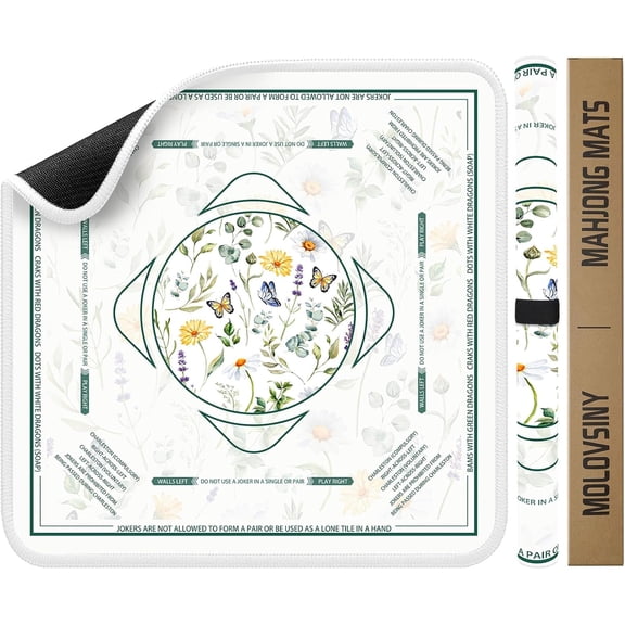 Mahjong Mat for Table Durable Mahjong Table Cover with Unique Design, Premium Mahjong Accessories, Perfect Mahjong Gifts for Women, Game Mat for Mahjong and Board Game Enthusiasts (Floral Garden)