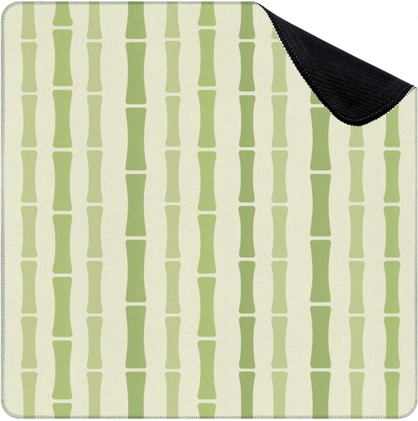 Mahjong Mat for Table Green Bamboo Inspired Seamless Vertical Stripes 31.5" x 31.5" Non-Slip Noise-Reducing Game Mat Premium Mahjong Accessories for Poker Dominoes Board Games