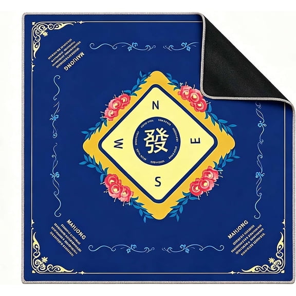 Mahjong Mat for Table, Noise Reduction and Non-Slip Mahjong Table Mat for Playing Cards, 31.5 x 31.5 Inch Gaming Mat for Mahjong, Poker, Board Games, and Card Games( Blue)