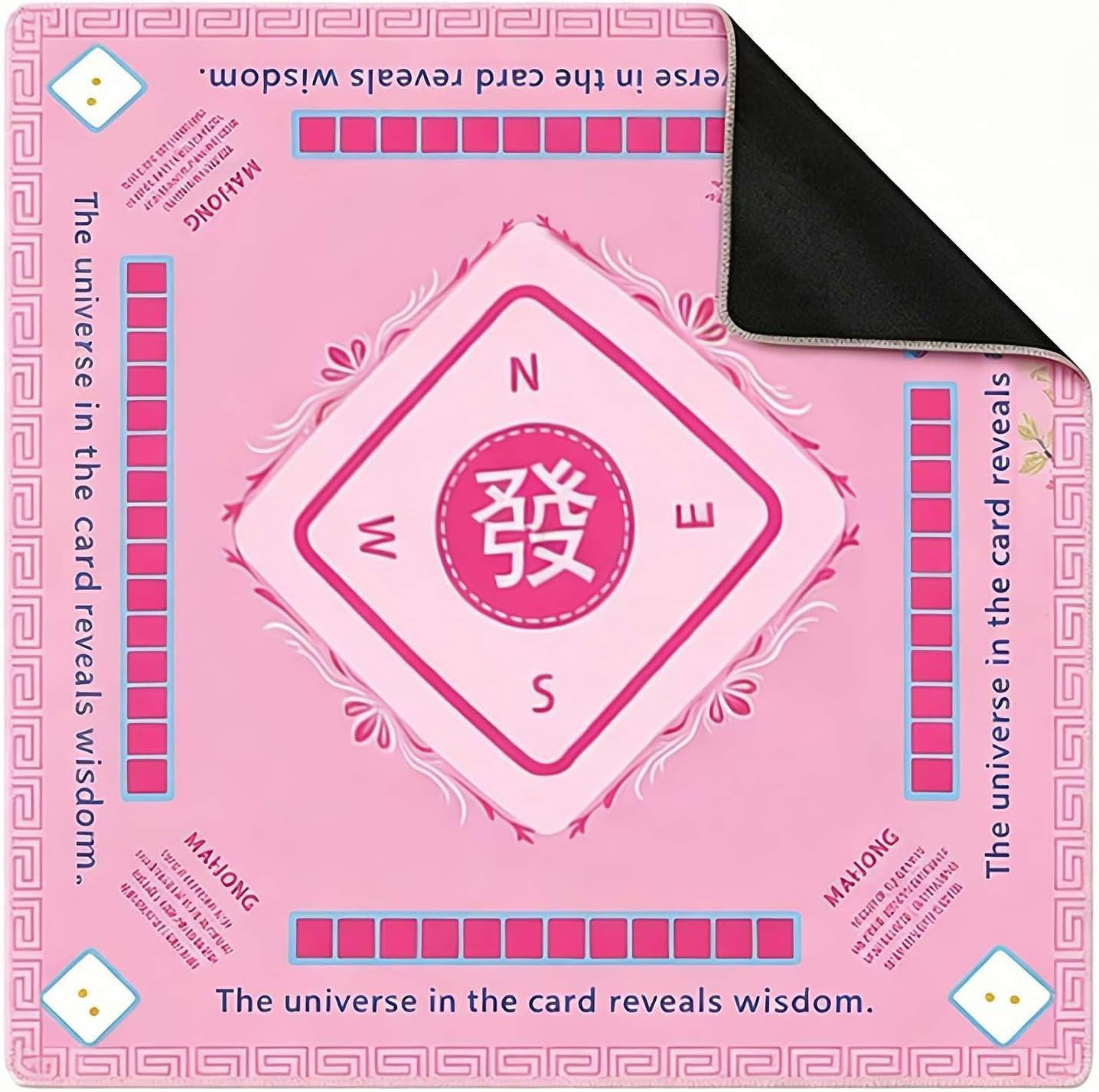 Mahjong Mat for Table, Noise Reduction and Non-Slip Mahjong Table Mat for Playing Cards, 31.5 x 31.5 Inch Gaming Mat for Mahjong, Poker, Board Games, and Card Games(: Pink)