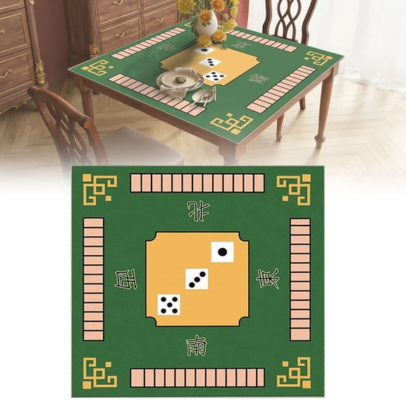 Mahjong Mat for Table, Non-Slip Noise Reduction Mahjong Table Cove, 29.5x29.5 Inch Portable Gaming Mat for Poker/Cards/Board Games/Tile Games, Mahjong Tablecloth with Carrying Bag, Green