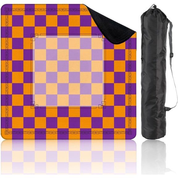Mahjong Mat for Table Orange Purple Checkerboard for Modern Design 31.5"x31.5" Non-Slip Noise Reduction American Mahjong Table Cloth for Poker Card Dominoes Tile Games Gifts