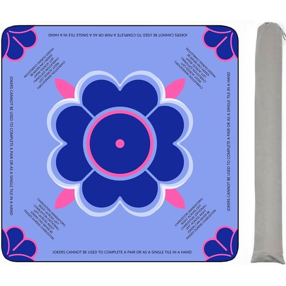 Mahjong Mat for Table with Rules Anti Slip and Noise Reduction Table Cover for Mahjong, Poker, Card Games, Board Games, Dominoes, Tile Games 31.5" x 31.5" with 1 Carrying Bag (Purple)