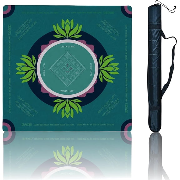 Mahjong Mat with Tech Velvet, Machine Washable, Noise Reduction,Anti Slip, and Crease-Free, Soft Touch, Game Rule, with Carrying Bag: 31.5"x31.5" Inch Game Mat for Poker, Board, Tile