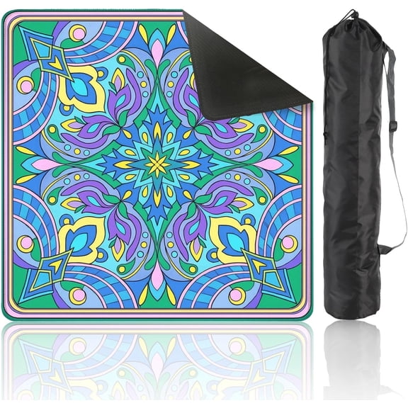 Mahjong Mat for Table& 3 Dice, Blue 31.5"x31.5" Square Rubber Mahjong, & Gaming