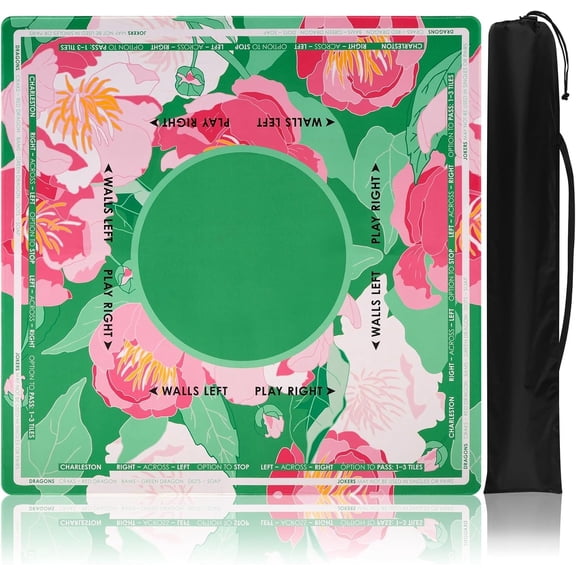 Mahjong Mat for Table - 31.5 x 31.5 x 0.08 Inch, Anti-Slip Noise Reduction Waterproof Gaming Table Cover for Mahjong Poker Card Games(Spring Garden)