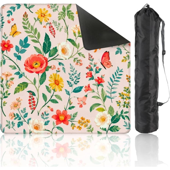 Mahjong Mat for Table Floral Colorful Wildflowers Butterflies Pastel 31.5" x