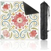 Mahjong Mat 31.5 x 31.5 Vintage Floral Swirls Bright Colors Non-Slip Noise
