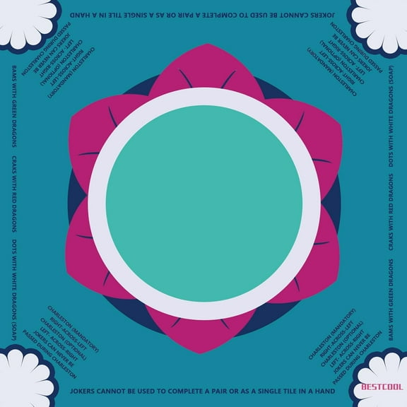 Mahjong Mat with Rules for Table, Odorless, Free of PAHs, No Creases American Mahjong Mat with Instructions, Anti-Slip, Noise Reduction Mahjong Gift