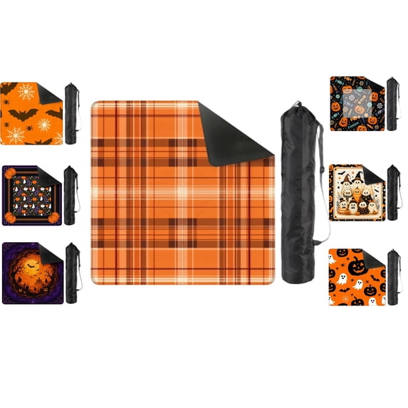 Mahjong Mats, American Mahjong Mat, Portable Mahjong Mat with Carry Bag, Fall Orange Plaid Design for Everyday Mahjong Game Nights,31.5x31.5 Inch