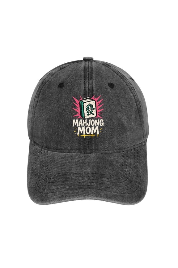 Mahjong Mom Charcoal Baseball Cap for Men Women, Adjustable Snapback Hats Cotton Hat