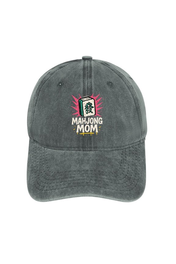 Mahjong Mom Gray Baseball Cap for Men Women, Adjustable Snapback Hats Cotton Hat