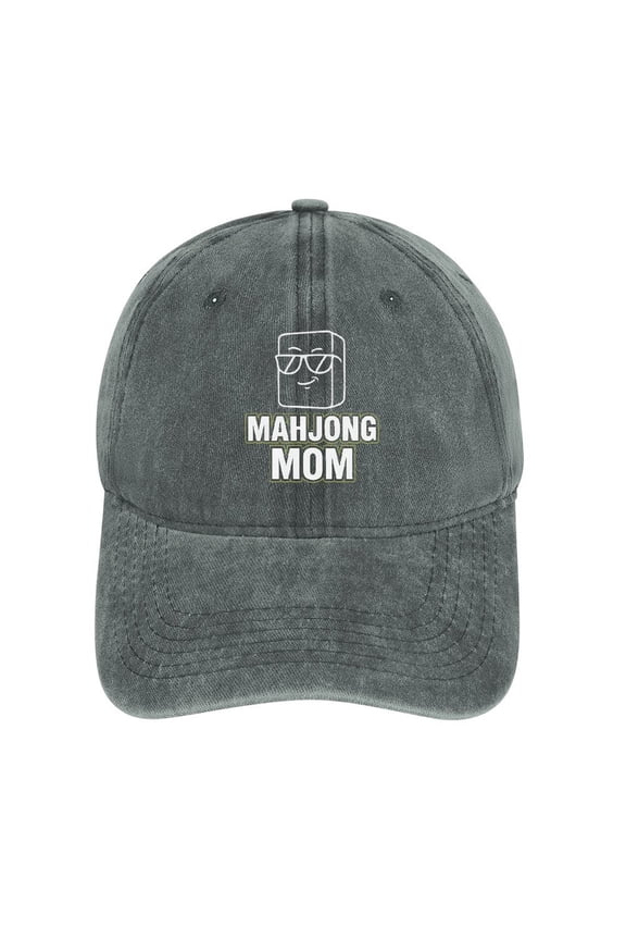 Mahjong Mom Gray Baseball Cap for Men Women, Adjustable Snapback Hats Cotton Hat