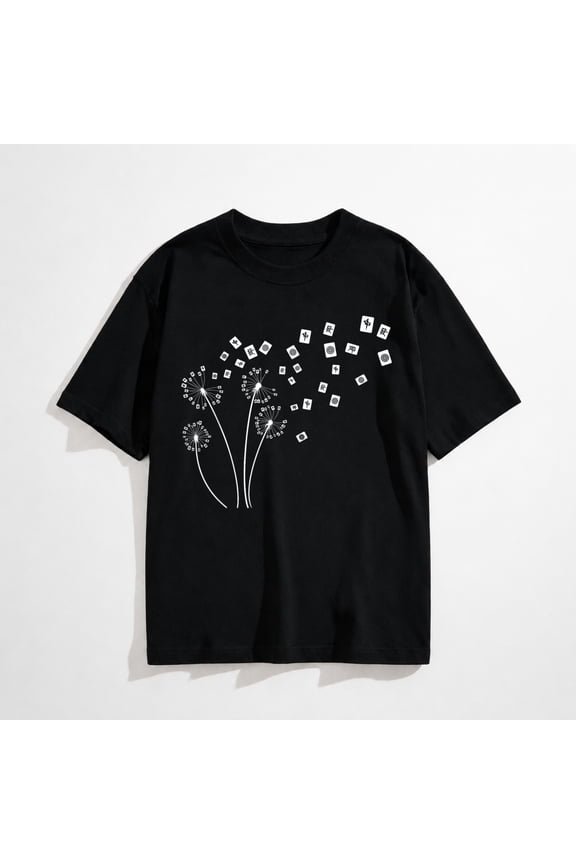 Mahjong Player Funny Cards Tiles Dandelion Chinese Tile Game T-Shirt