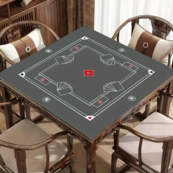 Mahjong & Poker Table Mat - Numbered Tiles Design - Non-Slip Surface for Gameplay Protection