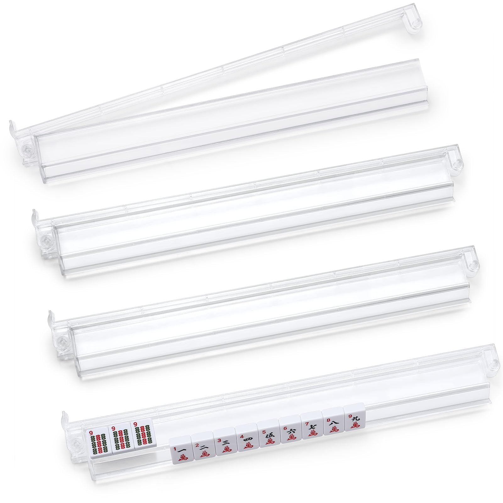 Mahjong Racks,4PCS Clear Acrylic Mahjong Racks with Pushers,American Mahjong Accessories Mahjong Gifts Transparency