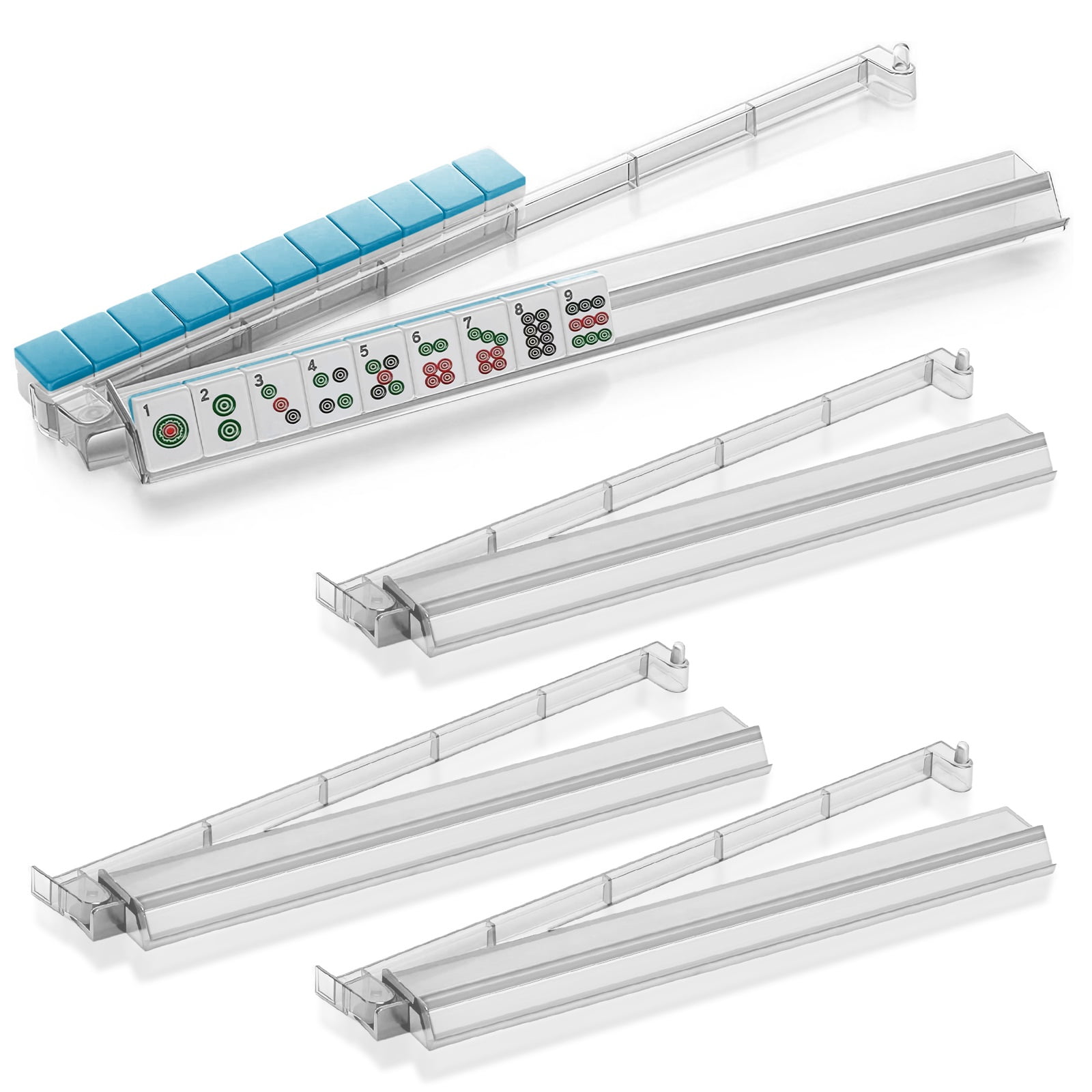 Set of 4 Acrylic Mahjong Stands with Push Rods - Transparent and ...