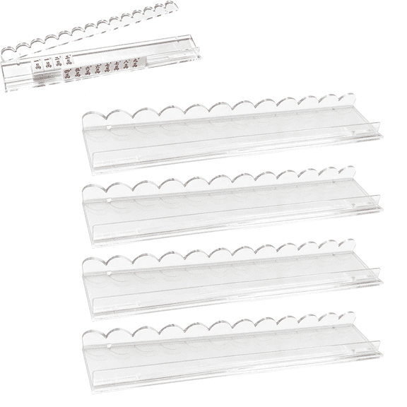 Mahjong Racks with Pushers, Mahjong Racks ,4-Pack Clear Acrylic Anti-Slip Game Accessories