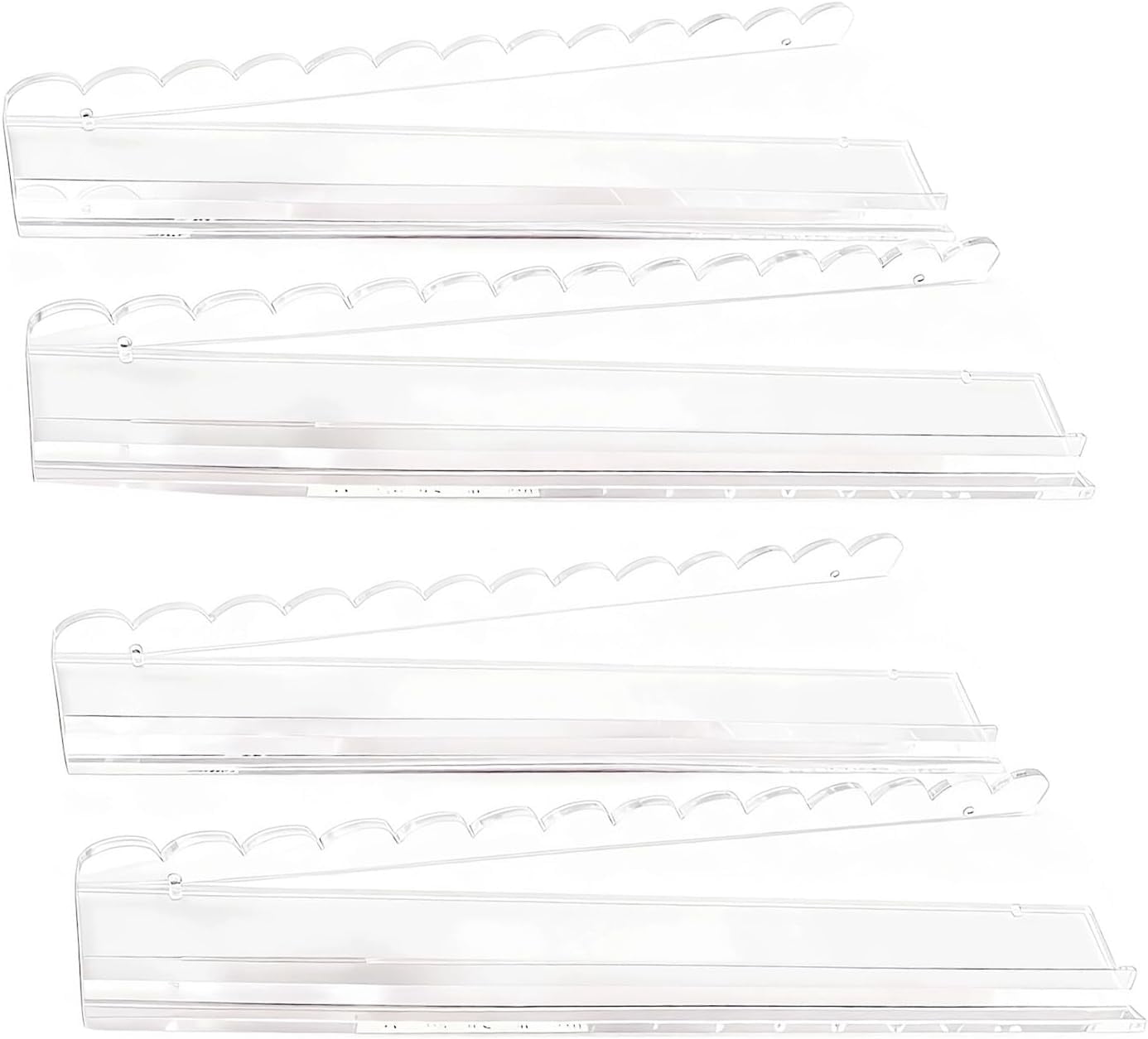 Mahjong Racks with Pushers, Set of 4 Acrylic Mahjong Racks with Magnetically Attached Mahjong Pushers, Easy to Use for Home Game Nights (Transparent)