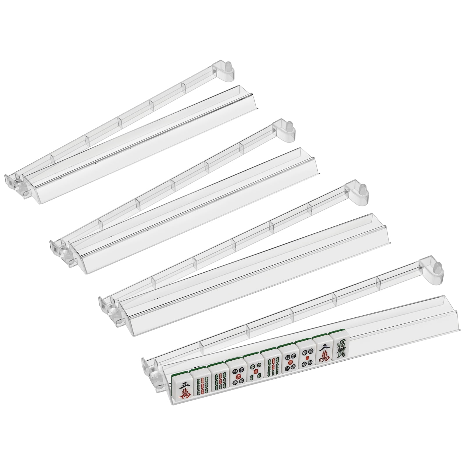Mahjong Racks with Pushers Set of 4, Clear Mahjong Rack Accessories & Gifts