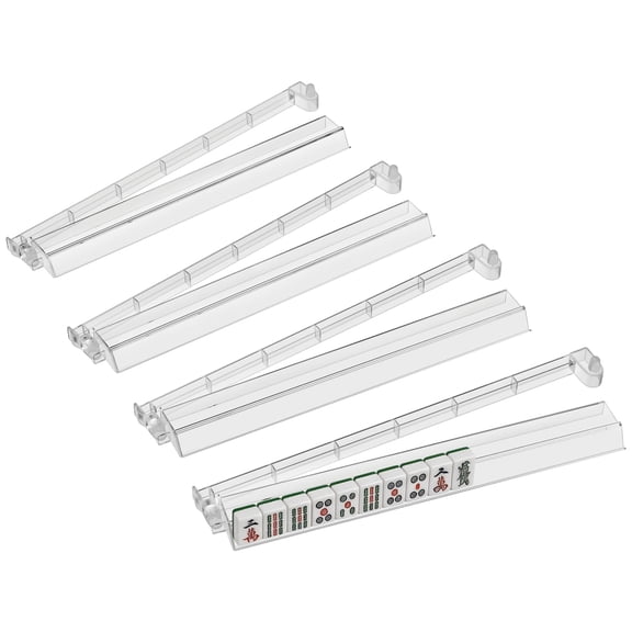Non-Slip Mahjong Racks with Pushers Set of 4, Clear Mahjong Rack Accessories & Gifts, 18.5'' Clear Plastic American Mahjong Tile Racks