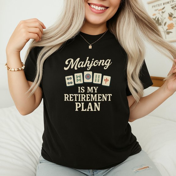 Mahjong Retirement Plan Shirt Gift for Grandma Mom MotherinLaw Funny Tile Game Tee for Ret