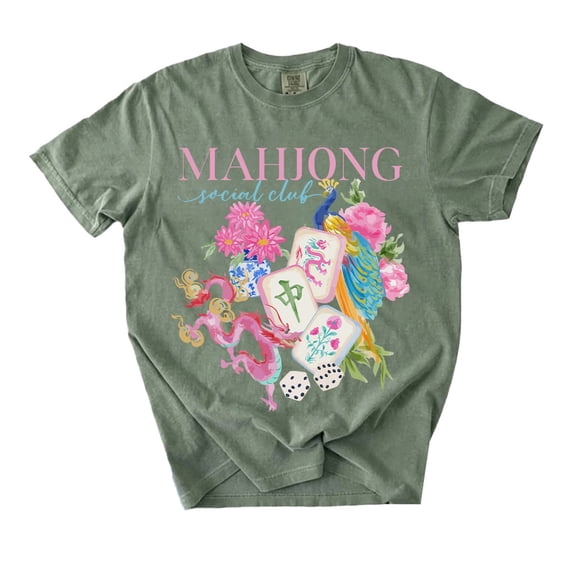 Mahjong Social Club Graphic T-Shirt, Funny Mahj Game Night Tee, Mahjong Player Gift
