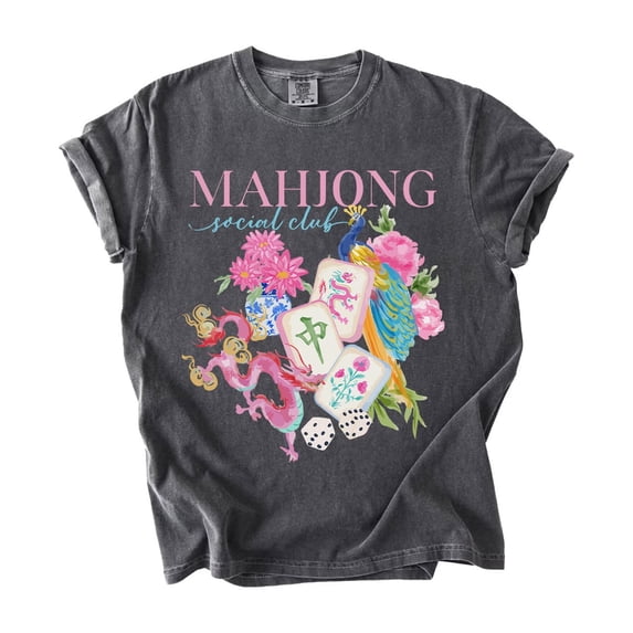 Mahjong Social Club Graphic T-Shirt, Funny Mahj Game Night Tee, Mahjong Player Gift