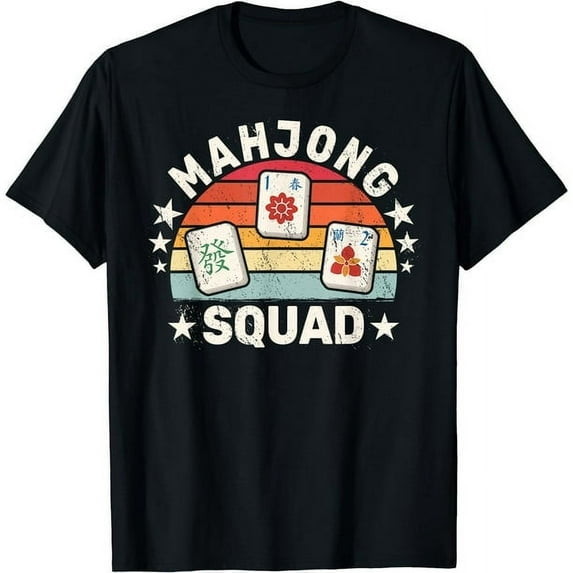 Mahjong Squad mahjongg social game chinese mahjong retro Men's Black T-shirt Short Sleeves Vintage