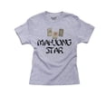 thumbnail image 1 of Mahjong Star - with Special Chinese Tiles Girl's Cotton Youth Grey T-Shirt, 1 of 2