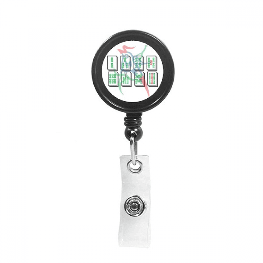 Mahjong Straight Flush Sliver Numbers Retractable Keychain Badge Holder ID Badge