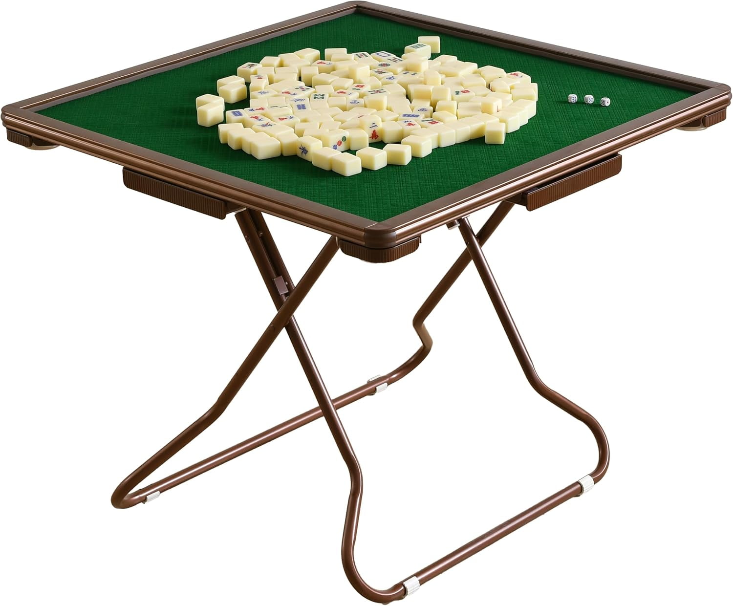 Mahjong Table, 35" Card Tables Folding Square with 4 Cup Holders & 4 Drawers for 4 People, Wear ...