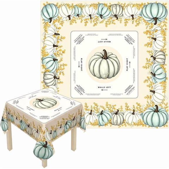 Mahjong Table Cover, 55 x 55 Inch Square Tablecloth(White Pumpkin)