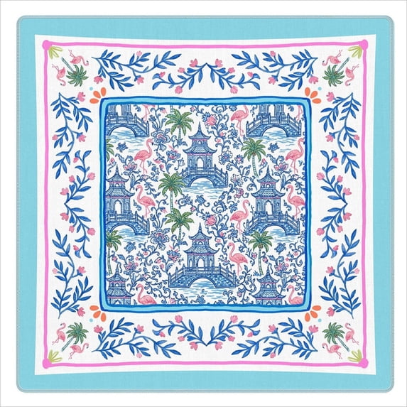 Mahjong Table Mat 33 x 33 Inch, Non-Slip Noise Reducing Chinoiserie ...