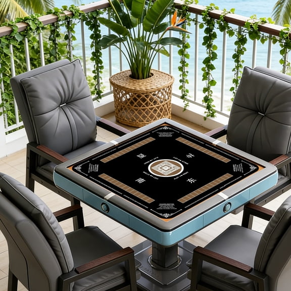 Mahjong Table Mat, Mahjong Mat for Table, Mahjong Layout Mat, Mini Mahjong Mat, 16X16 Inch Black Quiet Gaming Surface with Labeled Dragon Symbols, Bamboo Symbols, Dot Symbols, and