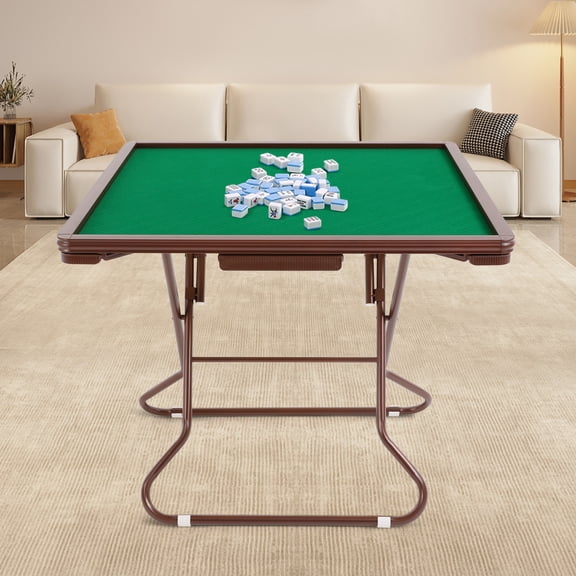 Mahjong Table with 4 Cup Holders & 4 Drawers for 4 People, Foldable Mahjong Table, Portable Mahjong Table