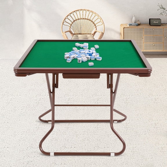 Mahjong Table with 4 Cup Holders & 4 Drawers for 4 People,Foldable Mahjong Table