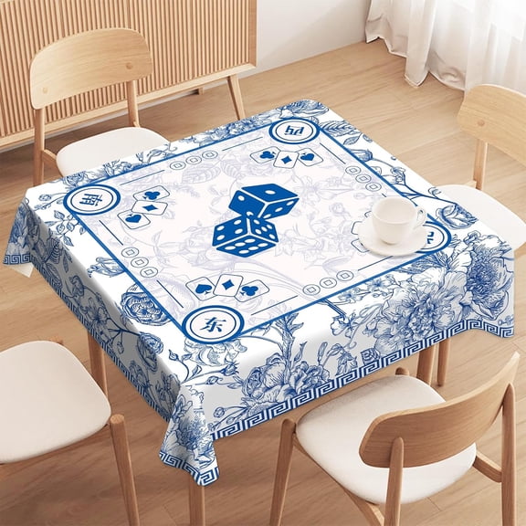 Mahjong Tablecloth 55 x 55 Inch, Chinoiserie Floral